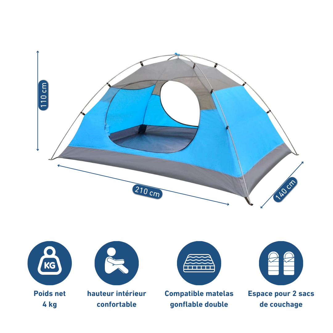 Tente de camping 2 personnes légère et compacte