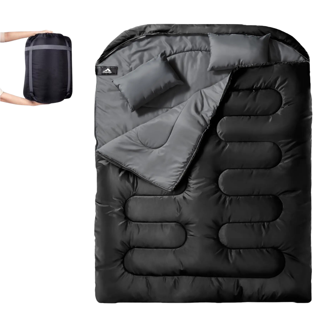 Sac De Couchage Double Noir - Avec Housse De Transport