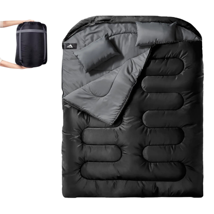 Sac De Couchage Double Noir - Avec Housse De Transport