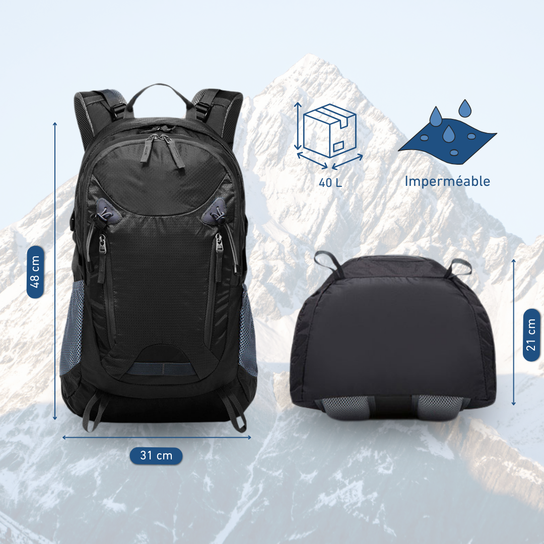 Sac à dos de randonnée multifonction noir
