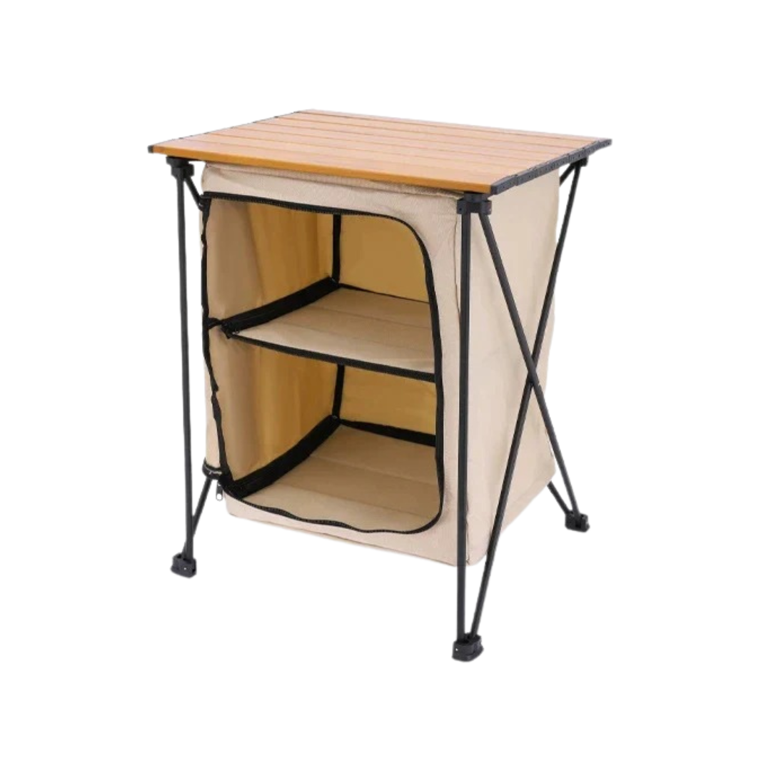 Table de Camping Pliable avec étagères de rangement