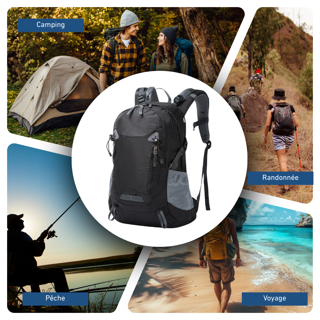 Sac à dos de randonnée multifonction noir
