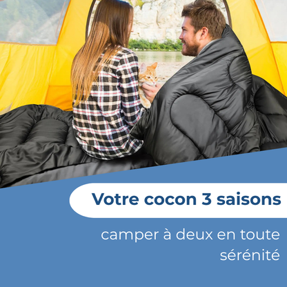 Sac De Couchage Double Noir - Avec Housse De Transport
