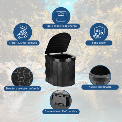 Toilette portable pliable avec siège pour camping et extérieur