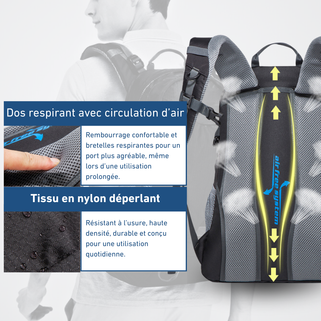 Sac à dos de randonnée multifonction noir