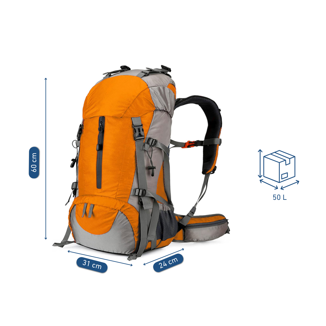 Sac À Dos de Randonnée 50L Orange  Multi Compartiments