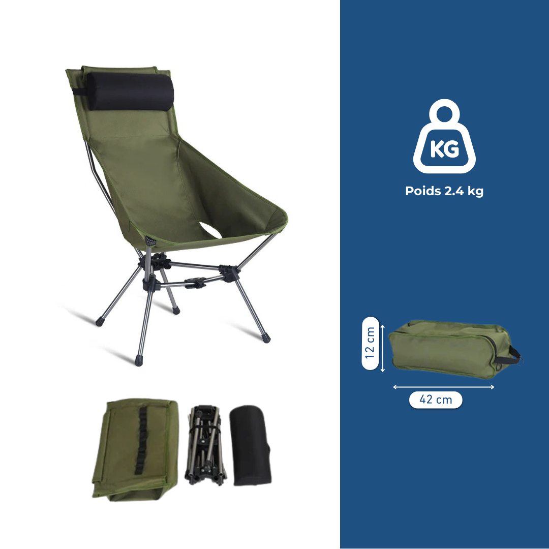 Chaise De Camping Pliante Avec Appui Tête