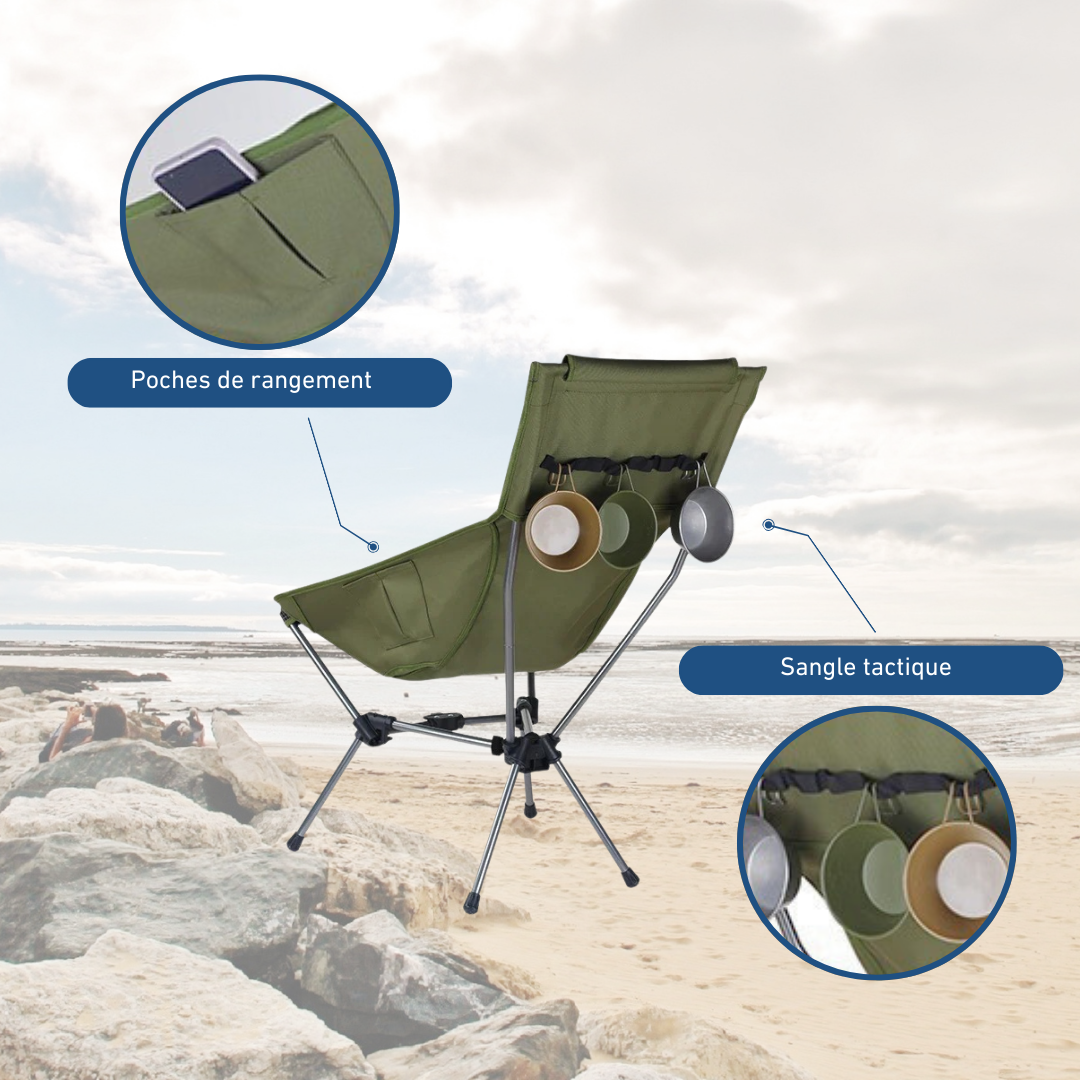 Chaise De Camping Pliante Avec Appui Tête