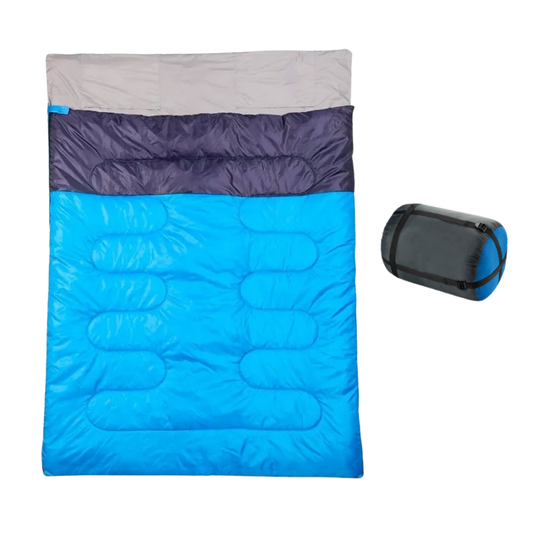 Sac De Couchage Double Bleu - Convertible En Couette