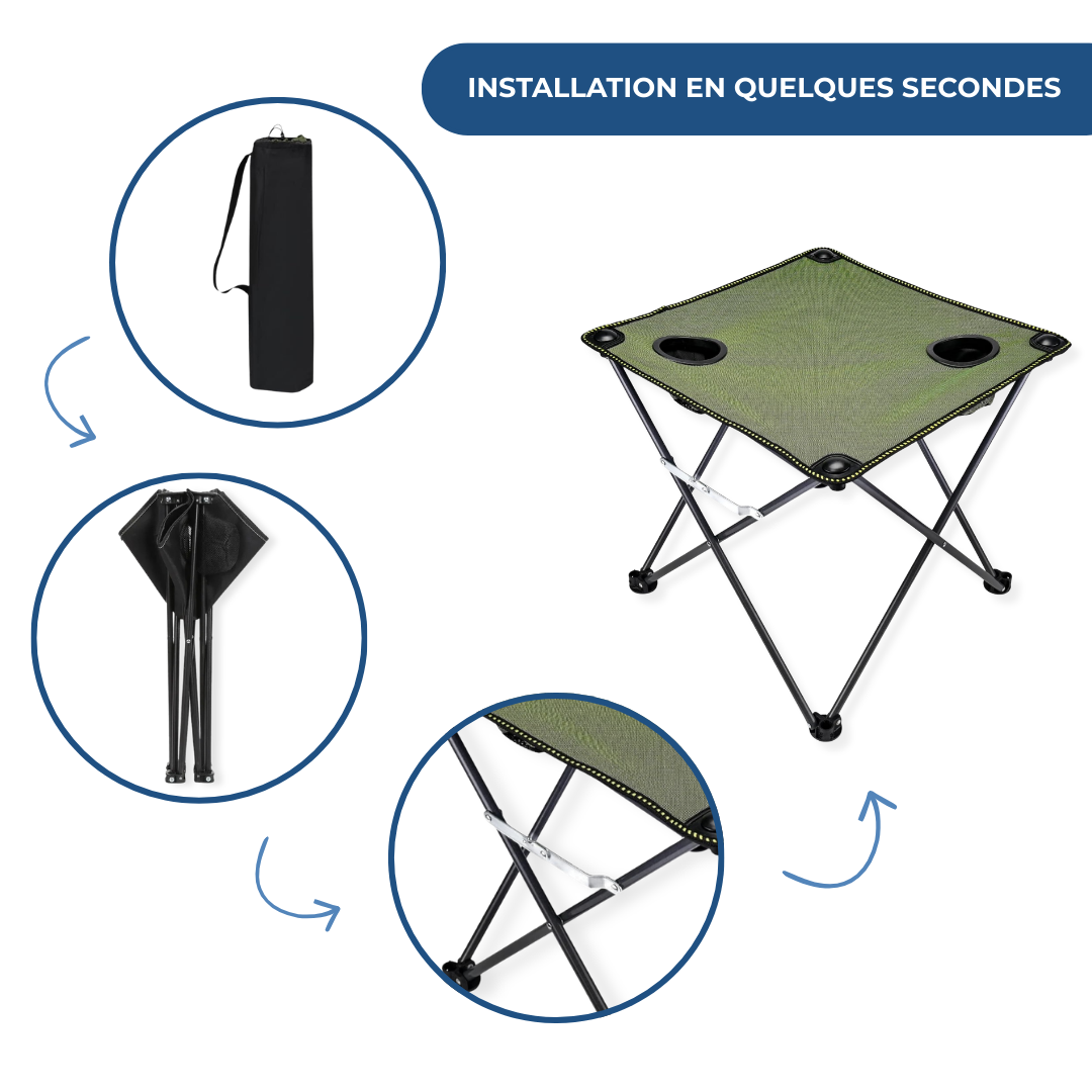 Table Camping Pliante Avec Porte Gobelet