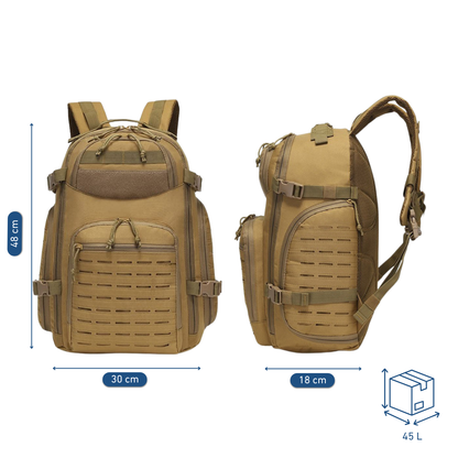 Sac à dos tactique beige multi-compartiments pour outdoor