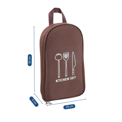 Kit d’ustensiles de cuisine pour camping avec housse de rangement