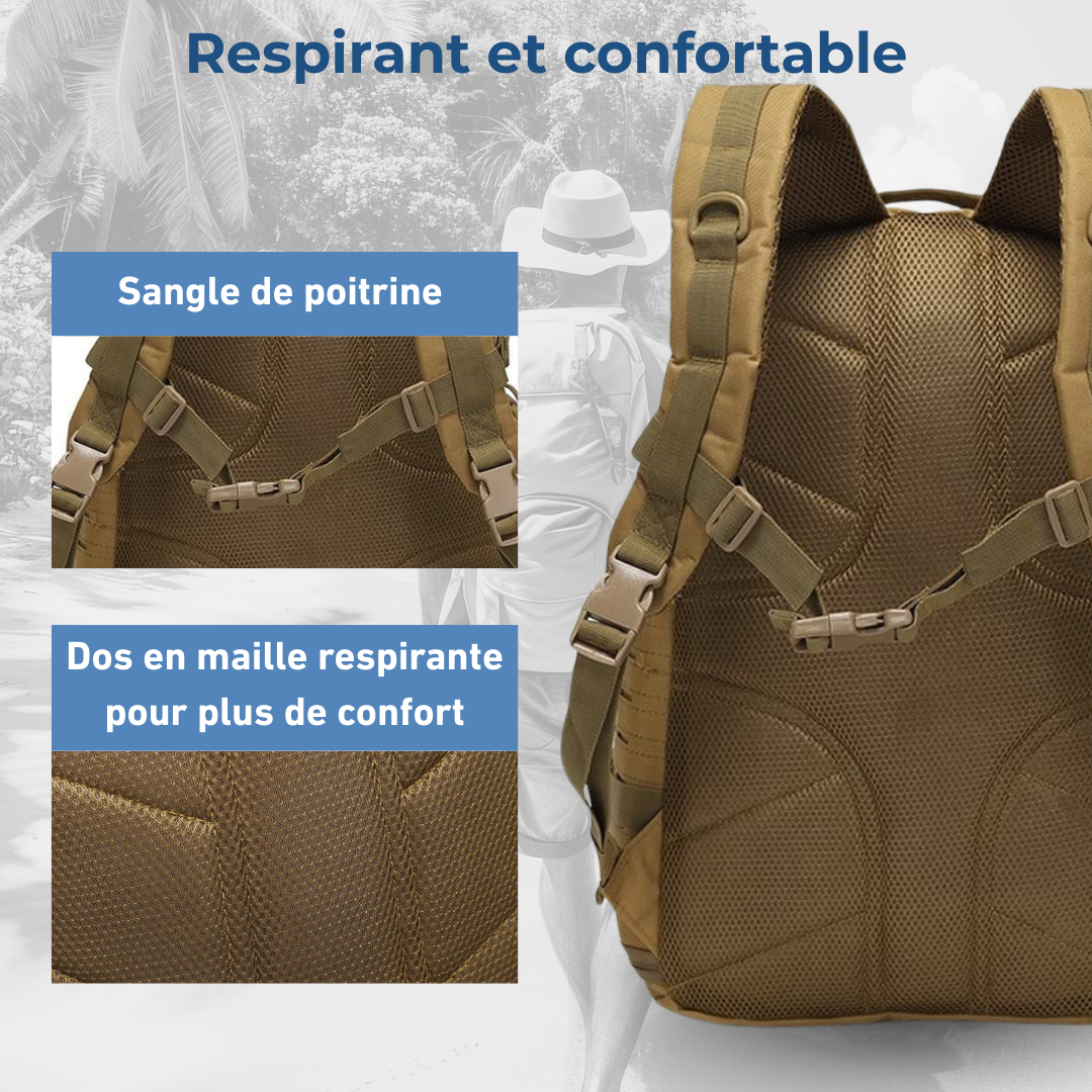 Sac à dos tactique beige multi-compartiments pour outdoor