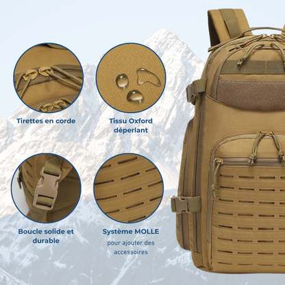 Sac à dos tactique beige multi-compartiments pour outdoor