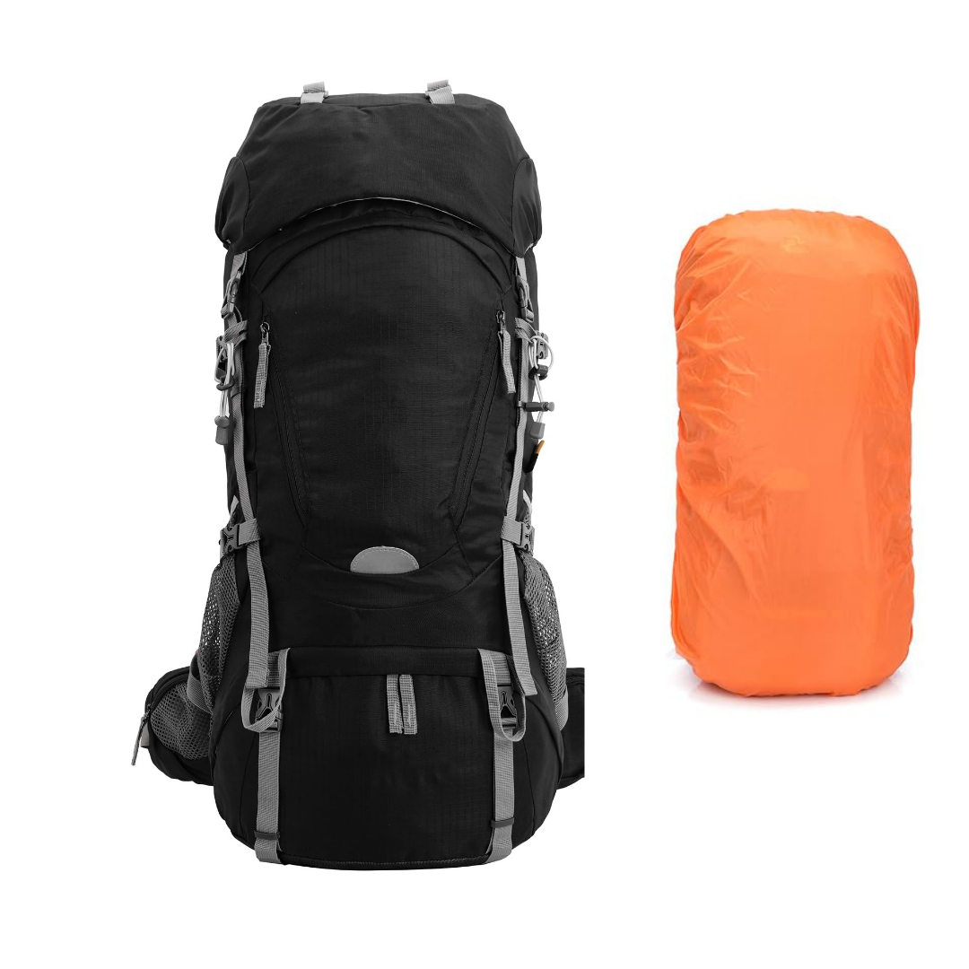 Sac à dos de trekking noir grande capacité multi-compartiments