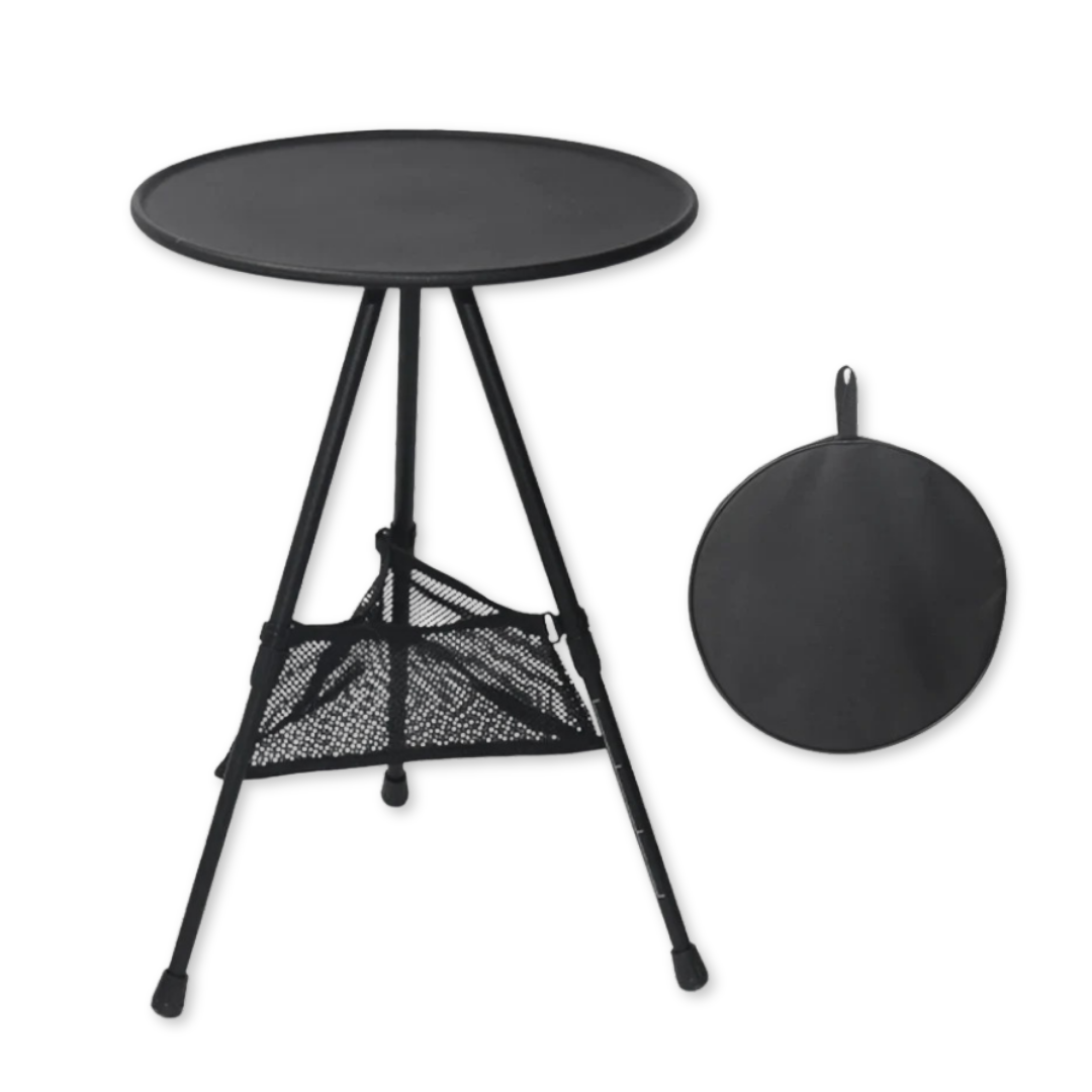Table De Camping Ronde Pliante Aluminium Avec Filet de Rangement