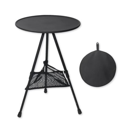 Table De Camping Ronde Pliante Aluminium Avec Filet de Rangement