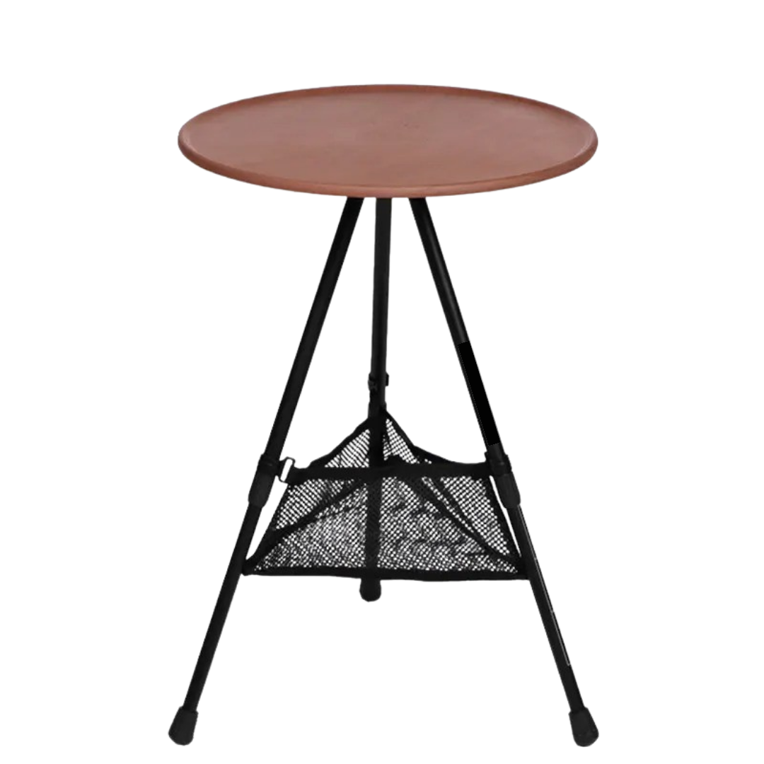 Table De Camping Ronde Pliante Aluminium Avec Filet de Rangement