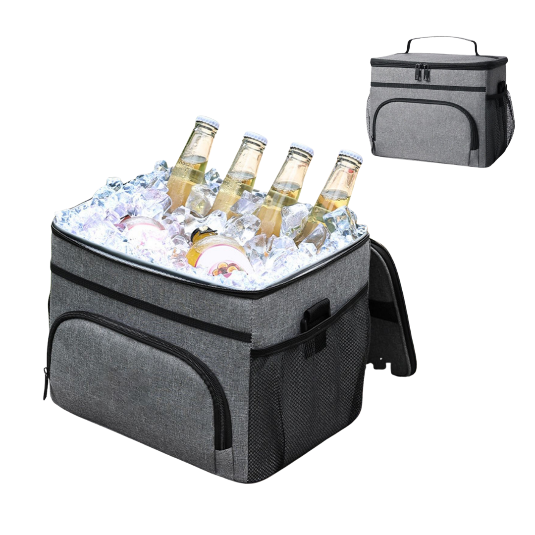 Sac isotherme gris de grande capacité pour pique-nique et camping