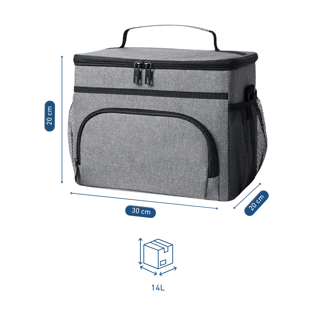 Sac isotherme gris de grande capacité pour pique-nique et camping