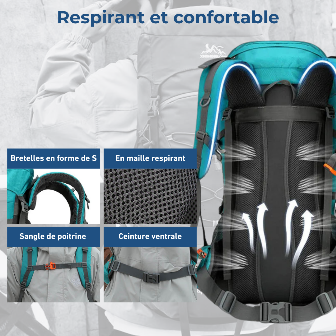 Sac à dos de randonnée 60L bleu