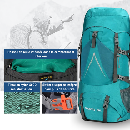 Sac à dos de randonnée 60L bleu