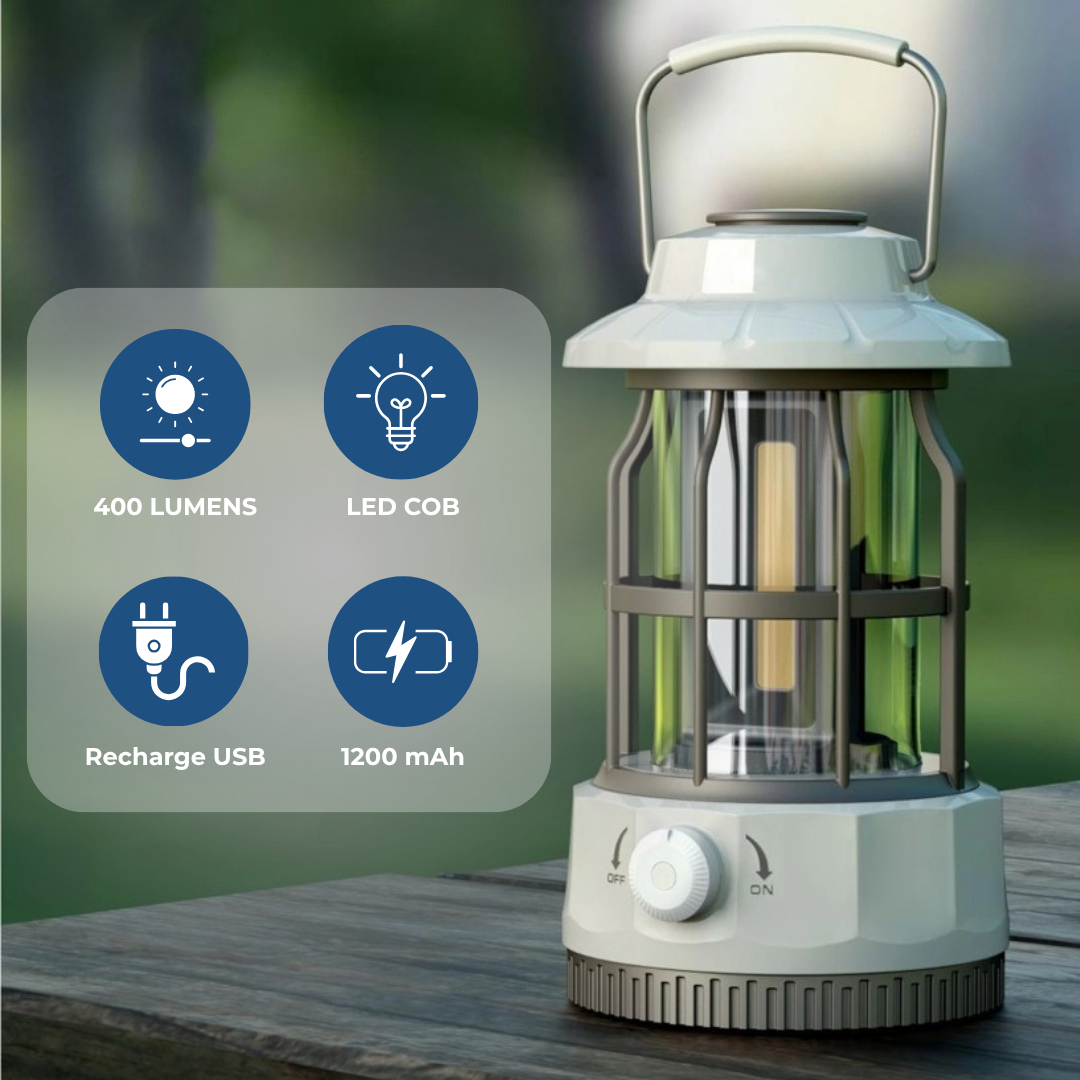 Lanterne de camping LED rechargeable avec lumière réglable