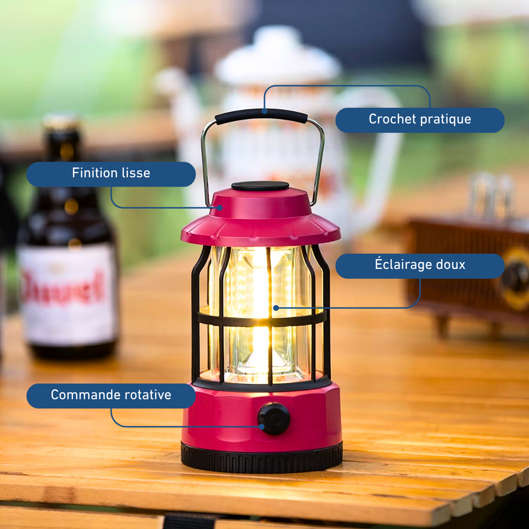 Lanterne de camping LED rechargeable avec lumière réglable