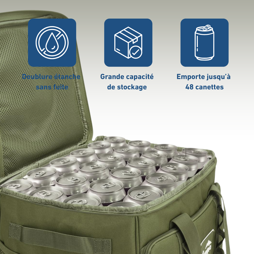 Sac isotherme vert pliable pour camping