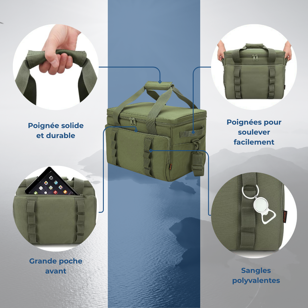 Sac isotherme vert pliable pour camping