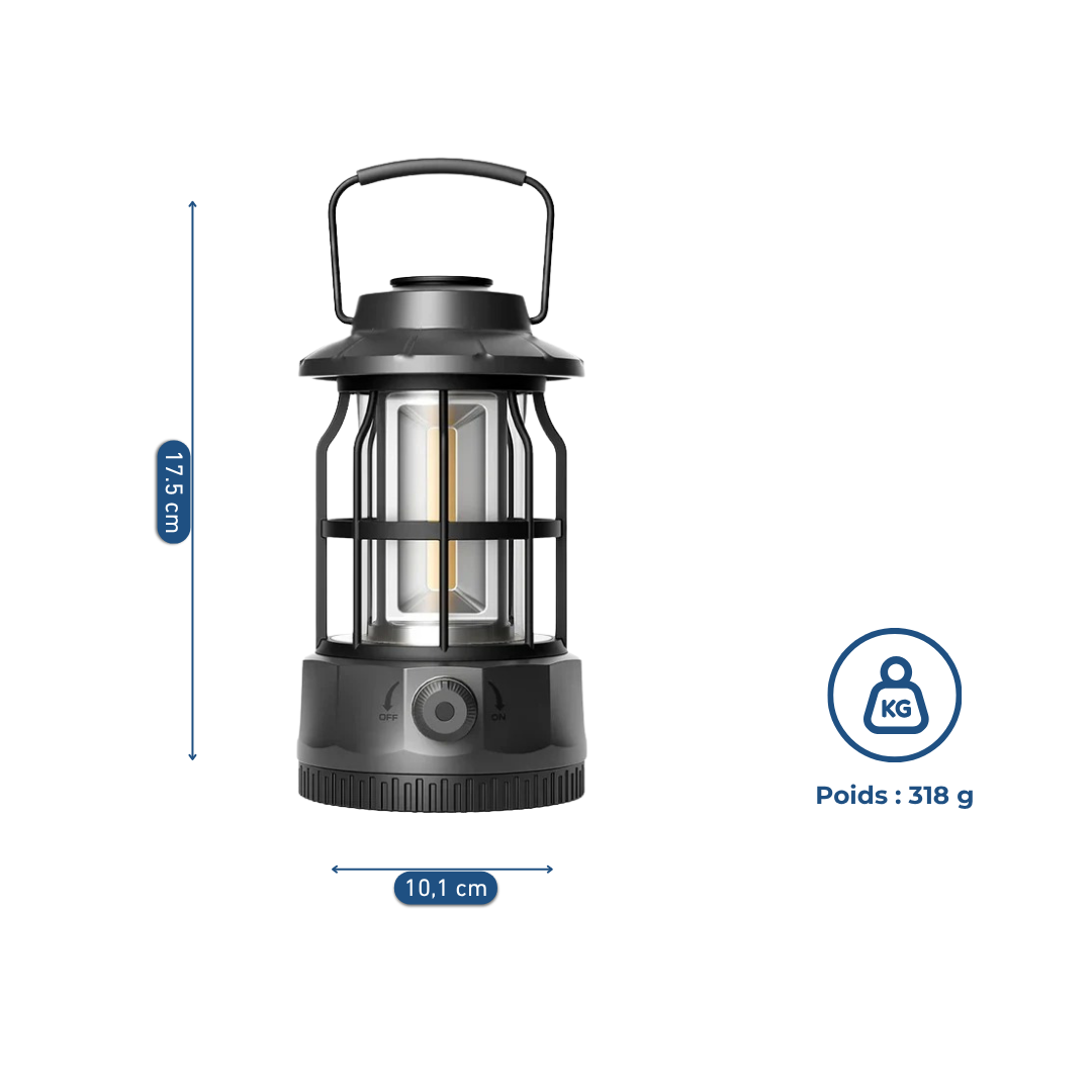 Lanterne de camping LED rechargeable avec lumière réglable