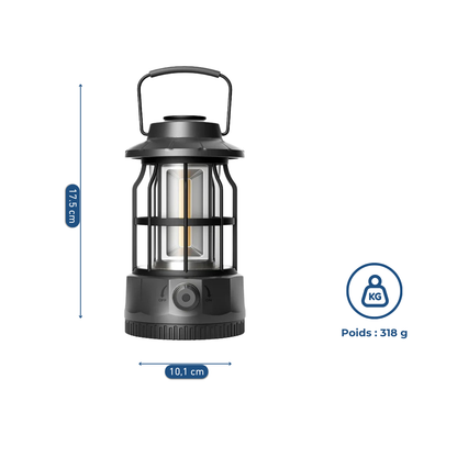 Lanterne de camping LED rechargeable avec lumière réglable