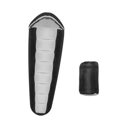 Sac De Couchage Momie Noir Et Gris - Léger Compact Avec Housse