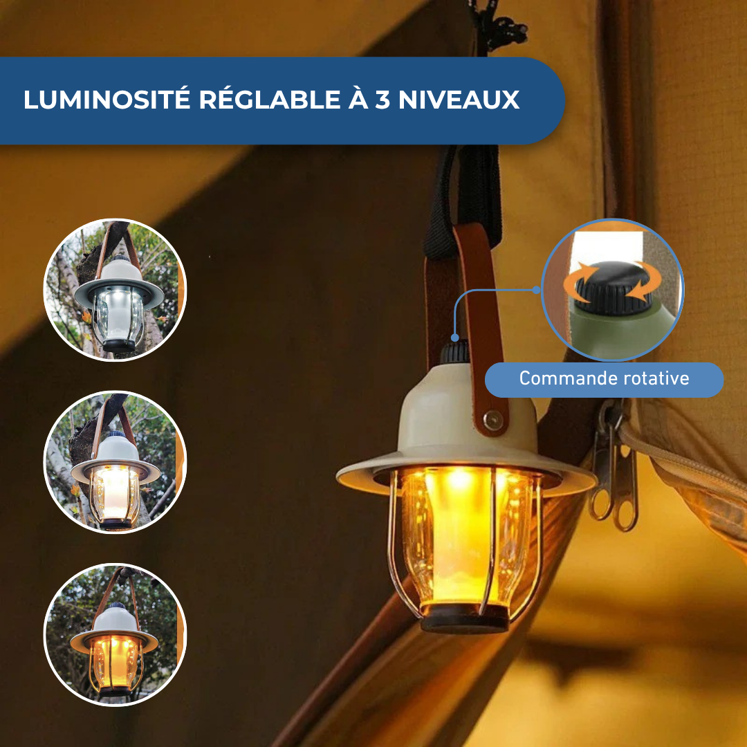 Lanterne de camping LED rechargeable avec variateur de lumière