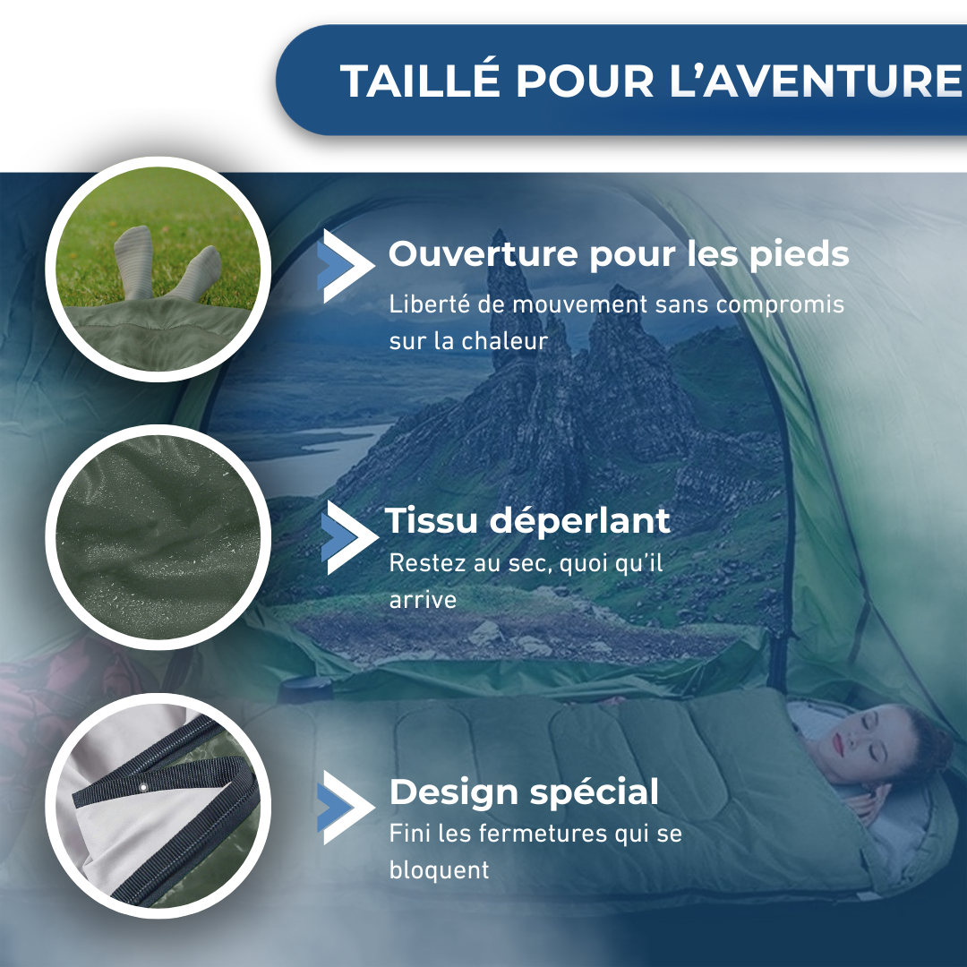 Sac De Couchage Momie Vert - Léger Et Compact Avec Housse De Transport