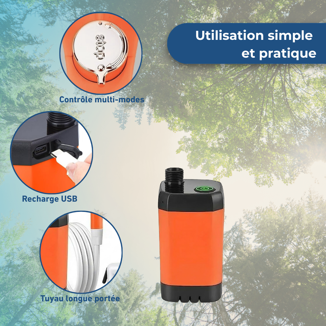 Pompe de Douche Portable Rechargeable avec Affichage Numérique