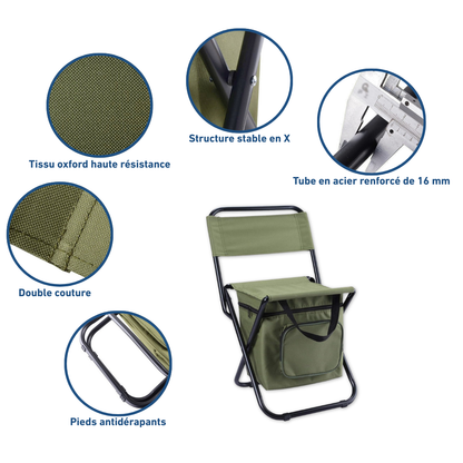 Chaise De Camping Pliante Avec Sac Isotherme