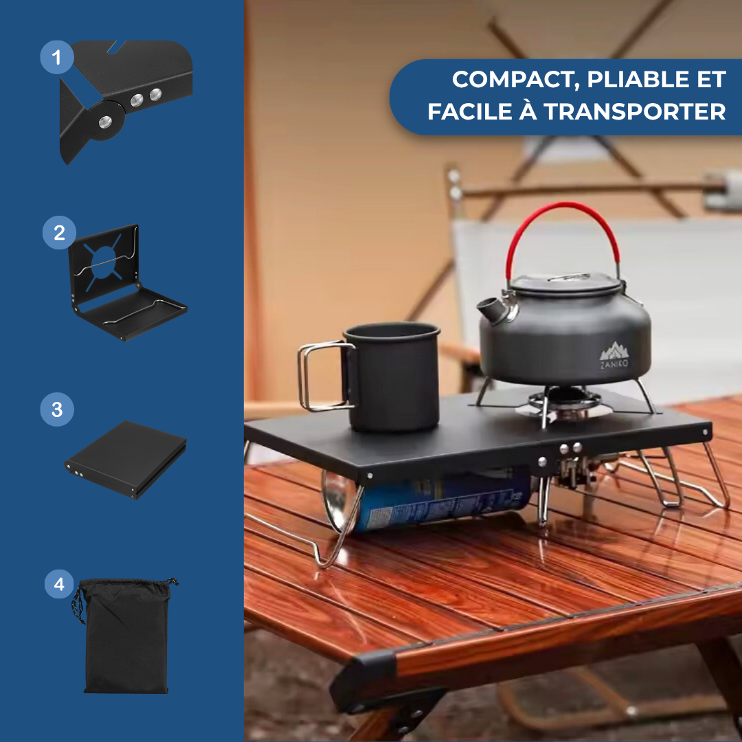 Support pliable pour réchaud de camping