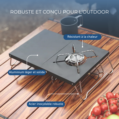 Support pliable pour réchaud de camping