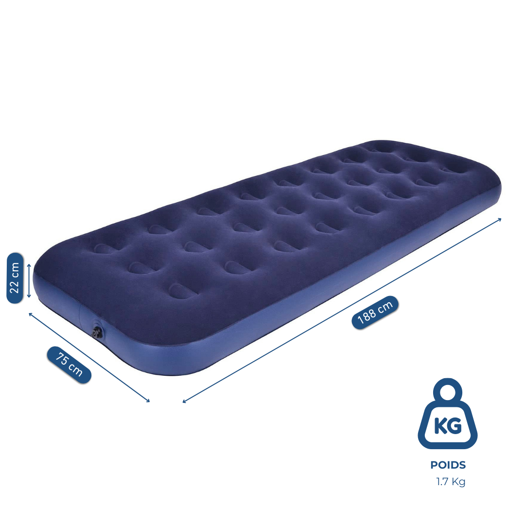 Matelas gonflable bleu confortable pour camping