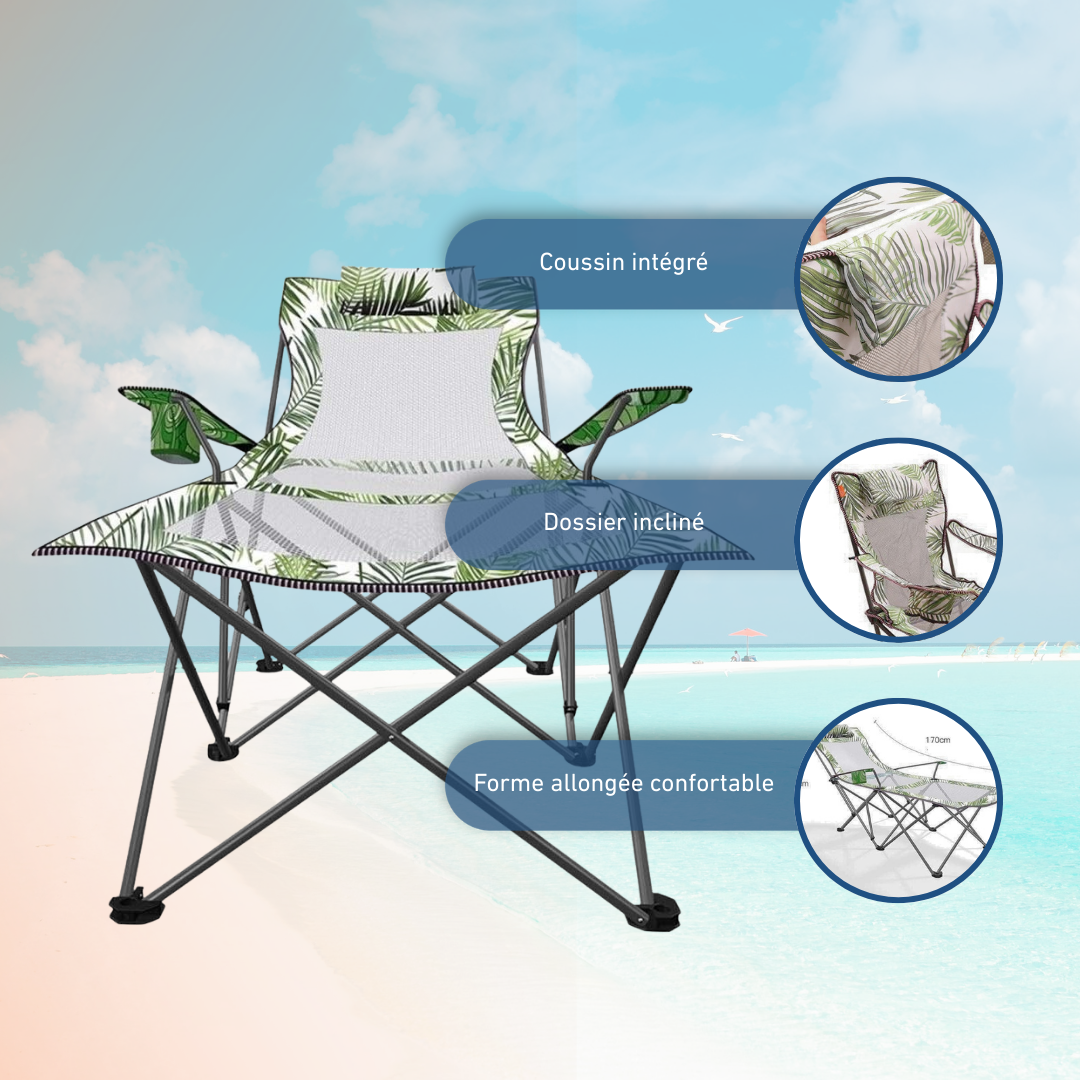 Chaise Longue De Camping Pliante à Motif Tropical
