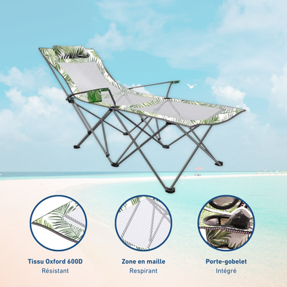 Chaise Longue De Camping Pliante à Motif Tropical