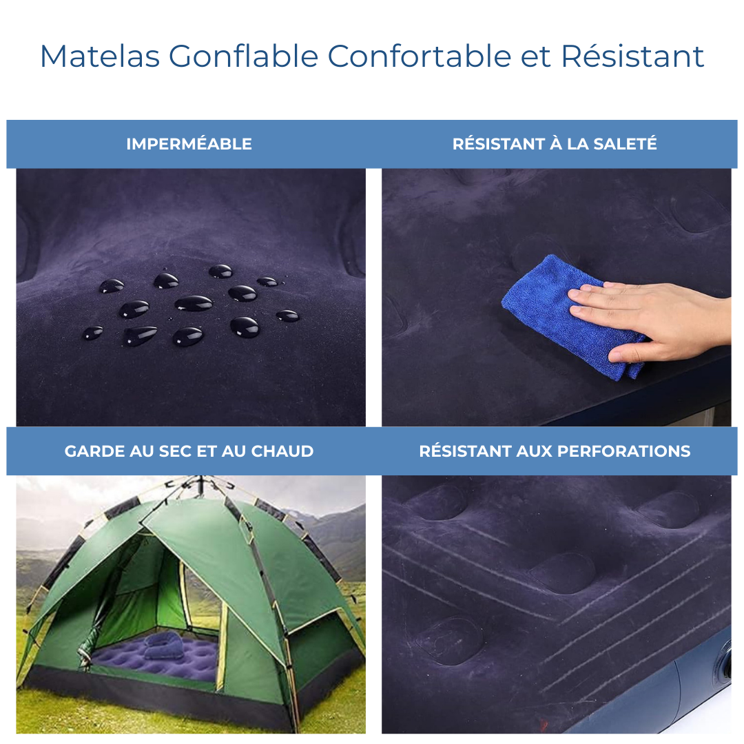Matelas gonflable bleu confortable pour camping