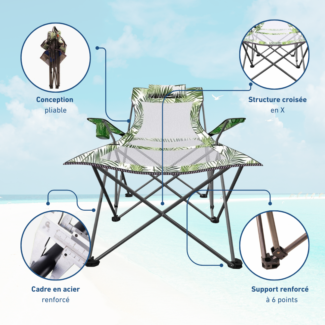 Chaise Longue De Camping Pliante à Motif Tropical