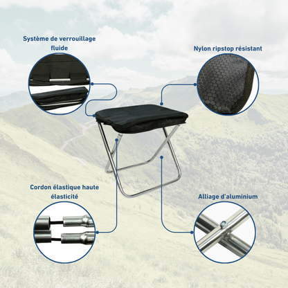 Tabouret de Camping Pliable Ultra Léger en Aluminium