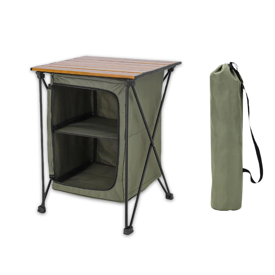 Table de Camping Pliable avec étagères de rangement