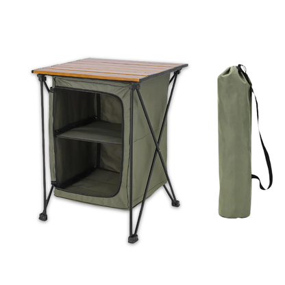 Table de Camping Pliable avec étagères de rangement