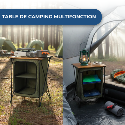 Table de Camping Pliable avec étagères de rangement