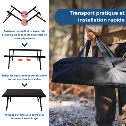 Table De Camping Pliante avec Plateau Rigide